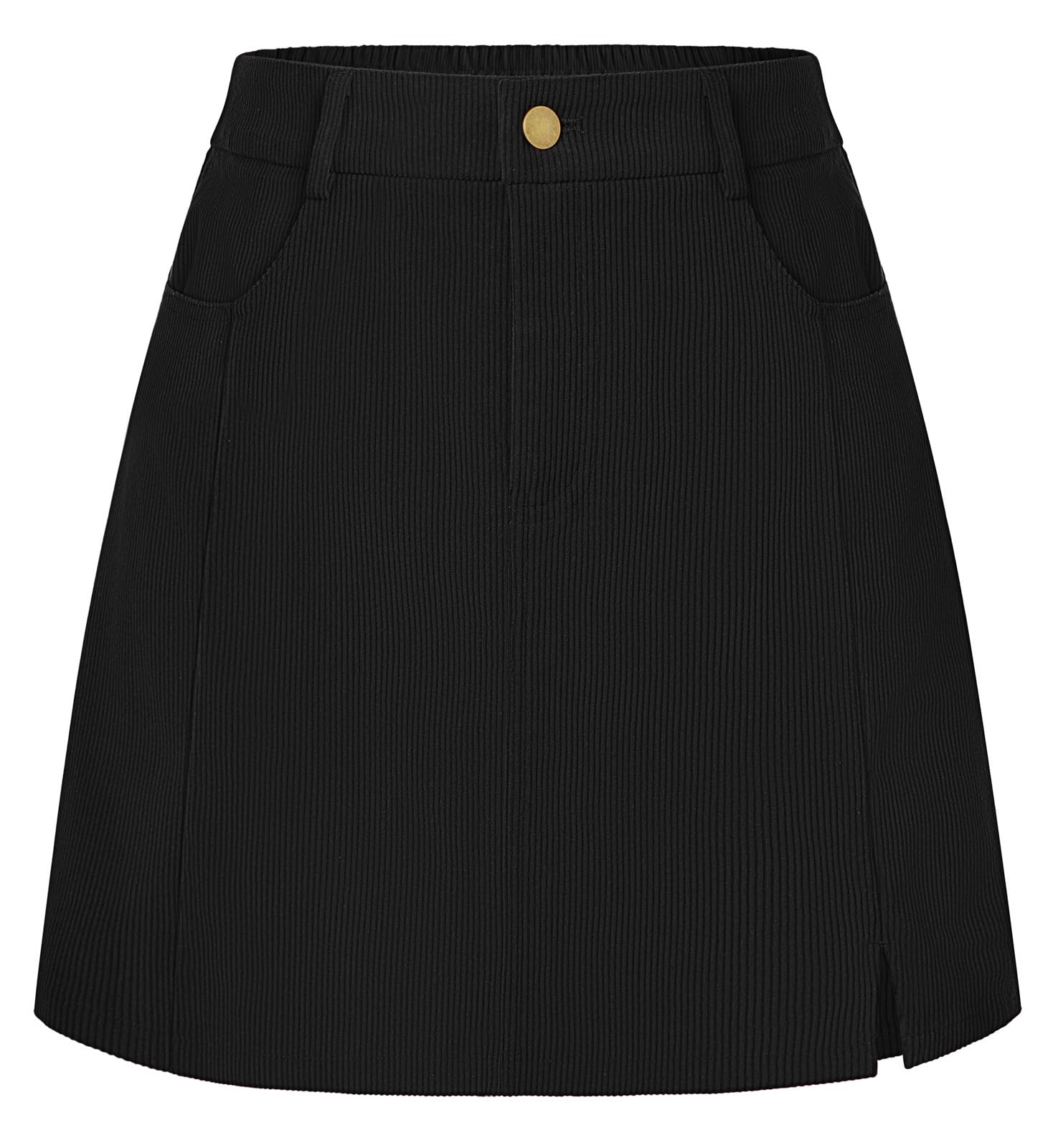 Belle Poque Women Corduroy Mini Skirt with Pockets Classic A-Line Fall Winter Basic Short Skirts