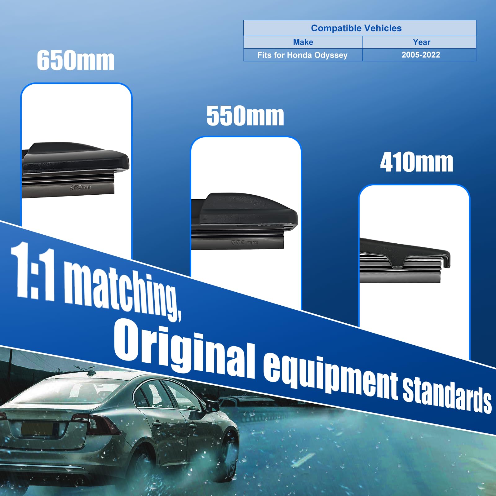 Bosch Wiper Blades Set – Direct Fit For Honda Odyssey 2005-2022 (Driver & Passenger, 2-Pack)