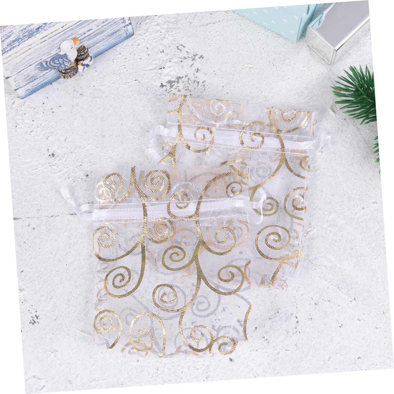 Gatuida 3 Set Di Sacchetti Con Coulisse in Organza Bianca Per Gioielli Da Sposa Piccoli Sacchetti Da Viaggio 100 Pezzi*3