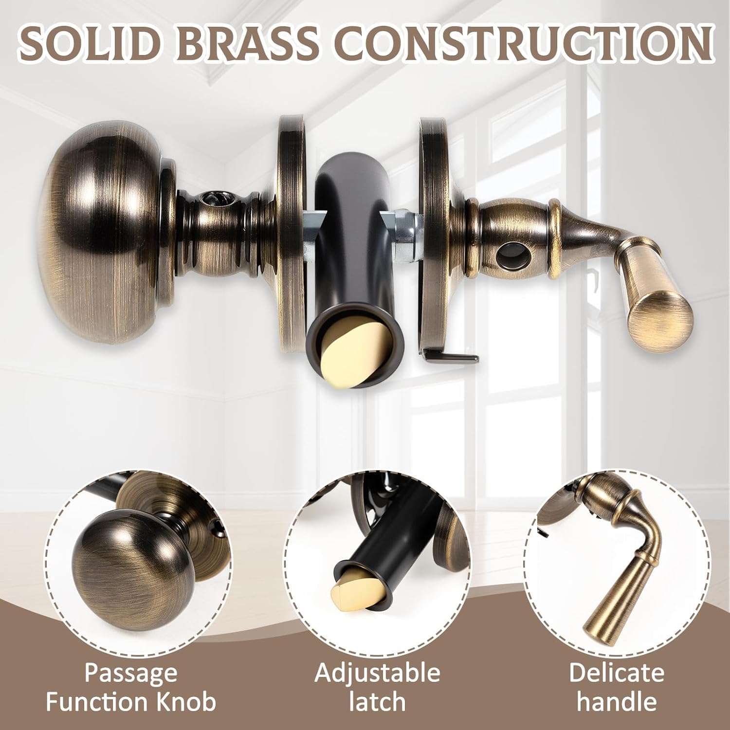 Hicarer 1 Pcs Solid Brass Storm Door Latch Storm Screen Door Latch Screen Doors Handle Storms Handle Replacement Lock Screens Hardware (Brushed Antique Brass)