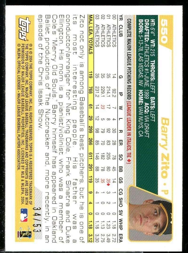 Barry Zito Card 2004 Topps #550 - Slabbed Baseball Cards