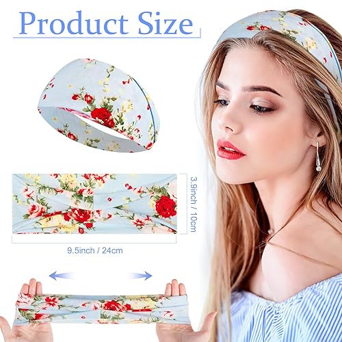 Miniatura 2 de Yunsailing 36 diademas bohemias para mujer, diadema ancha antideslizante para yoga, entrenamiento, correr, bandas para el cabello, envolturas para