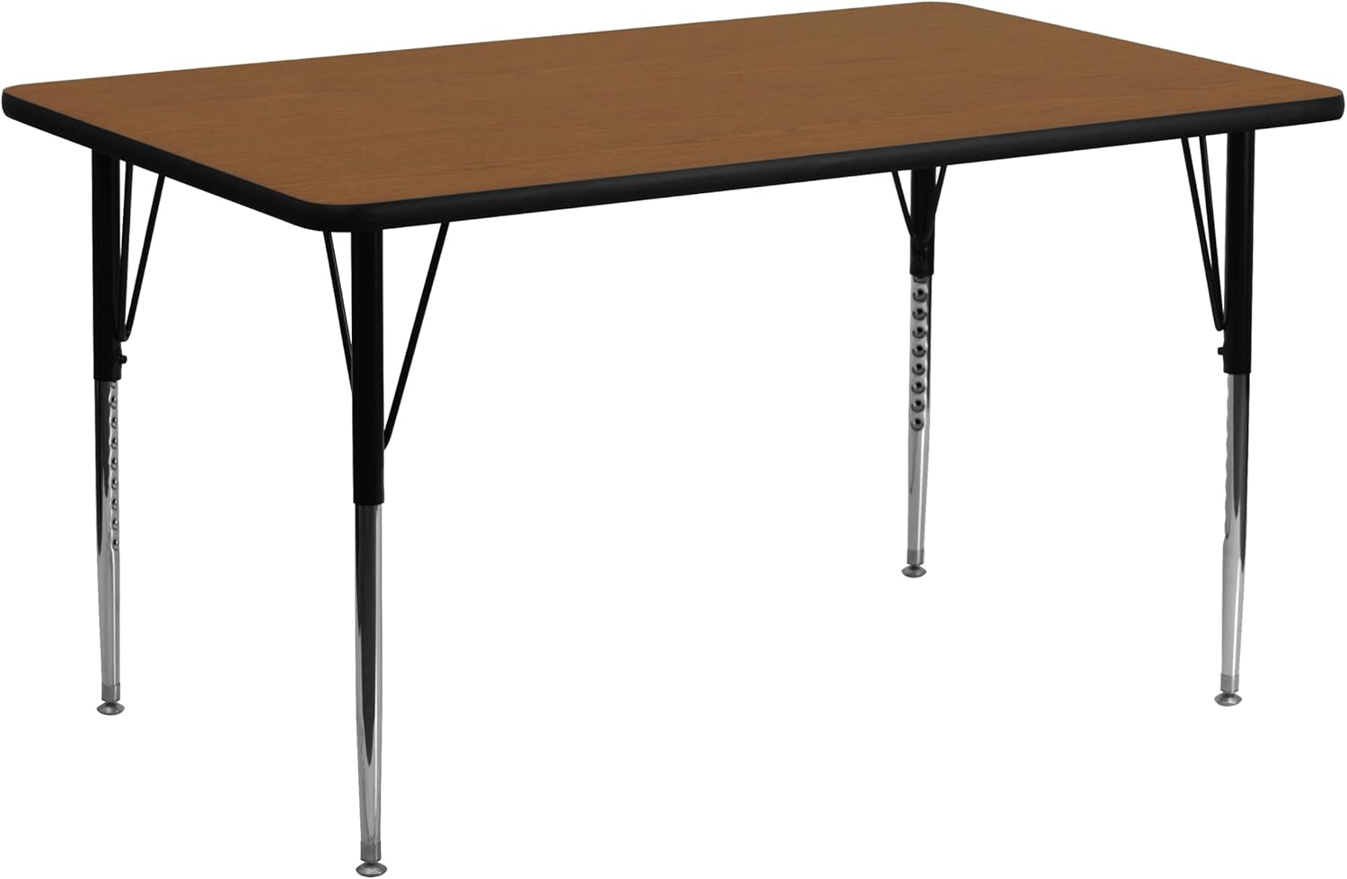 Flash Furniture Wren 24''W x 60''L Rectangular Oak HP Laminate Activity Table - Standard Height Adjustable Legs