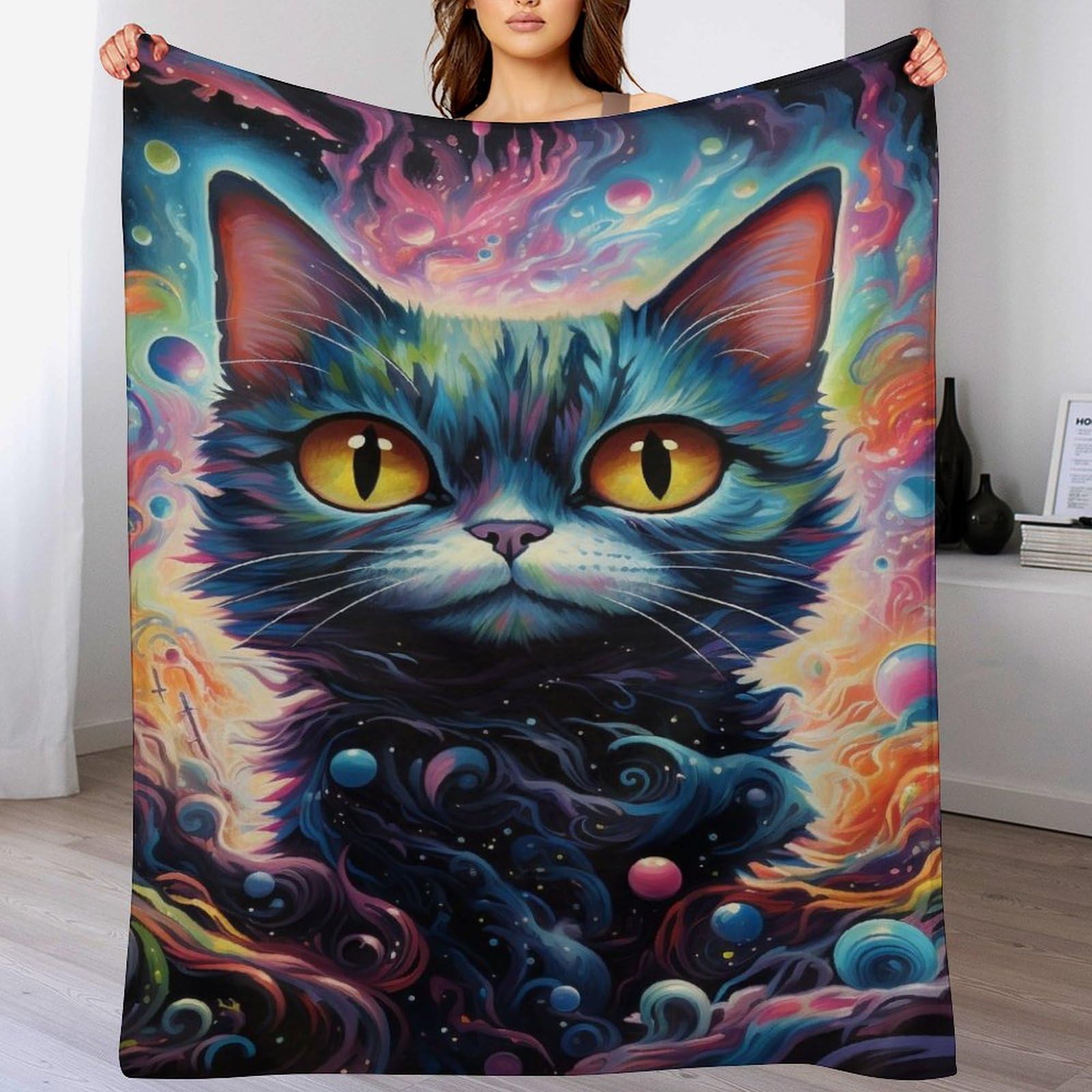 Couverture Polaire Chat 130x180cm | Plaid Doux pour Lit