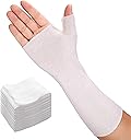 Velpeau Hand Socks for Splint (Pack of 10), Breathable, Thin Stockinette Tubing for Arm, Wrist Brace with Thumb Spica Liner, Cotton Gauze Sleeve, Under Cast Wrap, Arm Cover for Men and Women (White, Light Version, M)