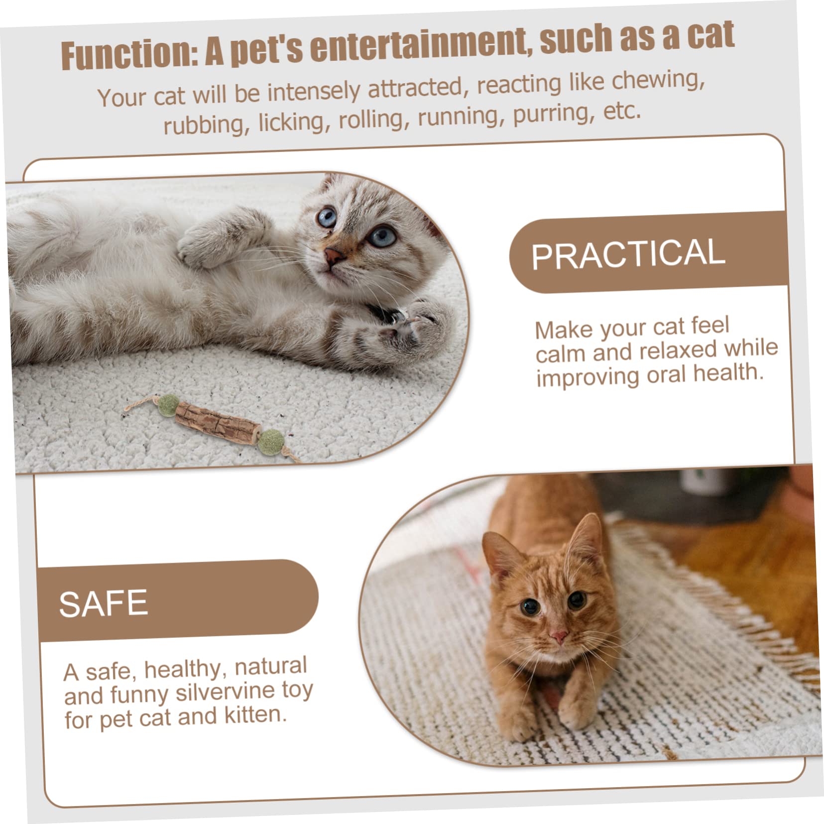 Jouets pour Chats, Lot de 10 bâtonnets à mâcher for Le Nettoyage des molaires Chats, Balle Interactive for la Dentition