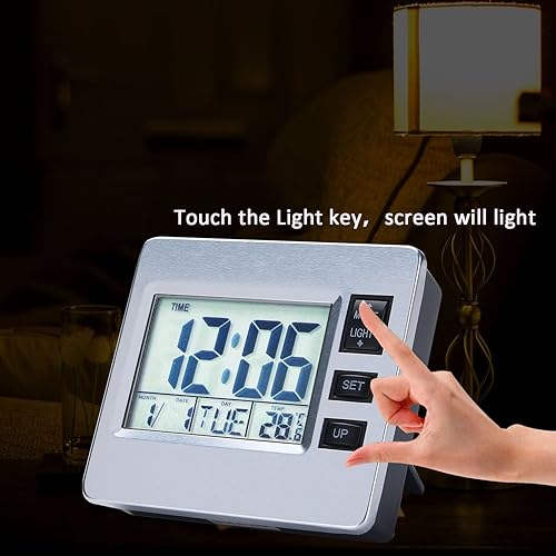 Miniatura 3 de Reloj de escritorio digital para refrigerador, temporizador de cocina, 1224 horas, alarma, fecha, semana, termómetro interior, retroiluminación LCD,