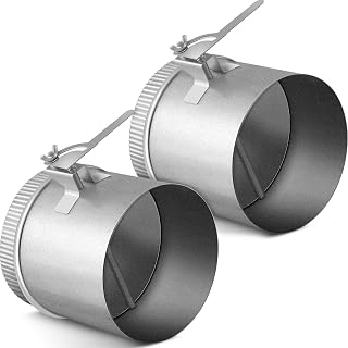 Therwen 6 Inch Backdraft Damper Duct Manual Volume Damper with Sleeve, 2 Pack - Galvanized HVAC Airflow Balancer for Range Hoods & Fans