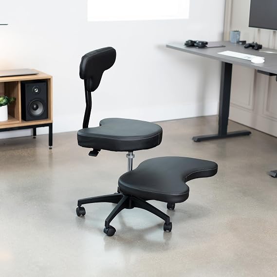 VIVO Mobile Cross Legged Office Chair with Back Support for Yoga Meditation ADHD, Height Adjustable, Black, CHAIR-CL02B