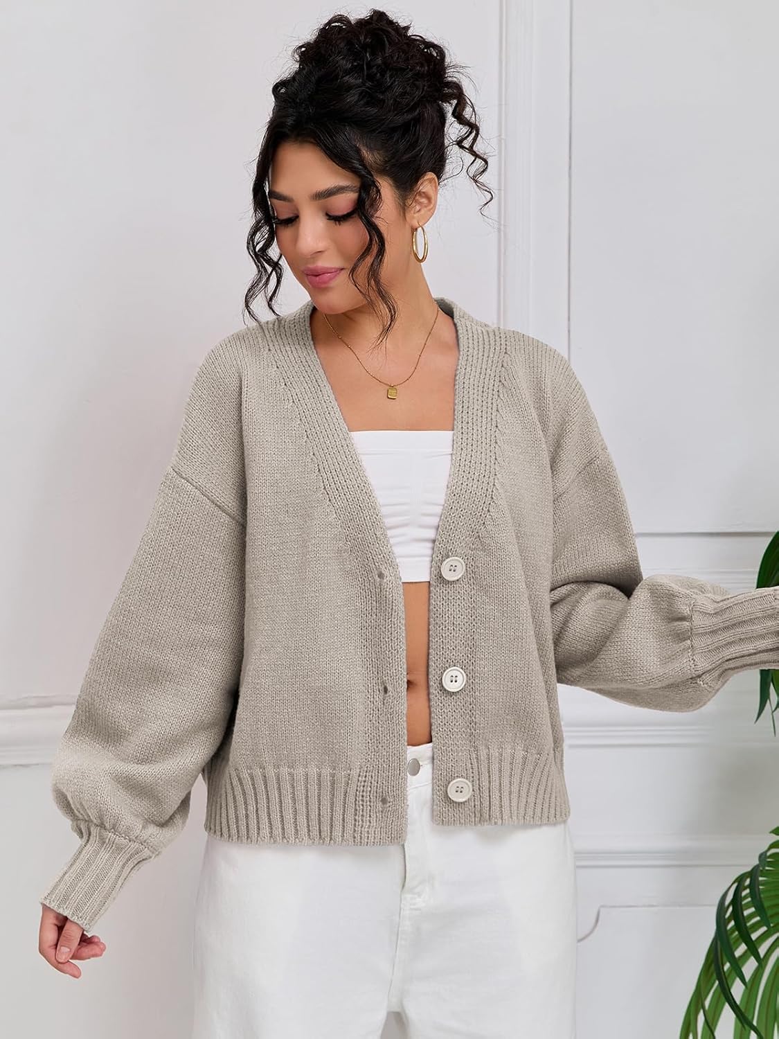 QIANXIZHAN Women's Chunky Cardigan Sweaters, V-Neck Knit Button Cropped Sweater Fall Fashion 2026 - Image 8