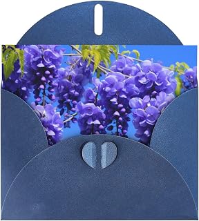 Blue Pearlescent Paper Holiday Cards 4"x6" WHJSSF Purple Daylily Printed Greeting Cards for Christmas, Birthday, Wedding Anniversary & Party Invitations