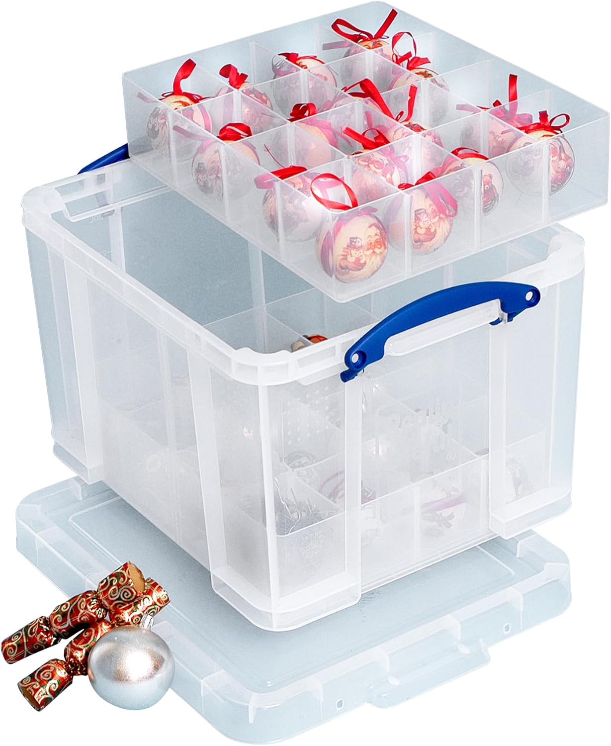Really Useful Storage Box 35 Litre Clear with 2 x Large Dividers