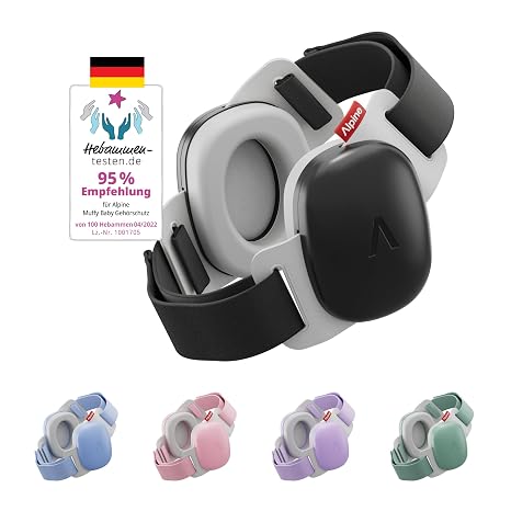 Alpine Muffy Baby Comfort - Gehörschutz für Babys &amp; Kleinkinder - Getestet in Deutschland - Einzigartiges Kopfband für Sicheren &amp; Bequemen Sitz - Verstellbar <5 Jahren - Kopfhörer Lärmschutz Schwarz