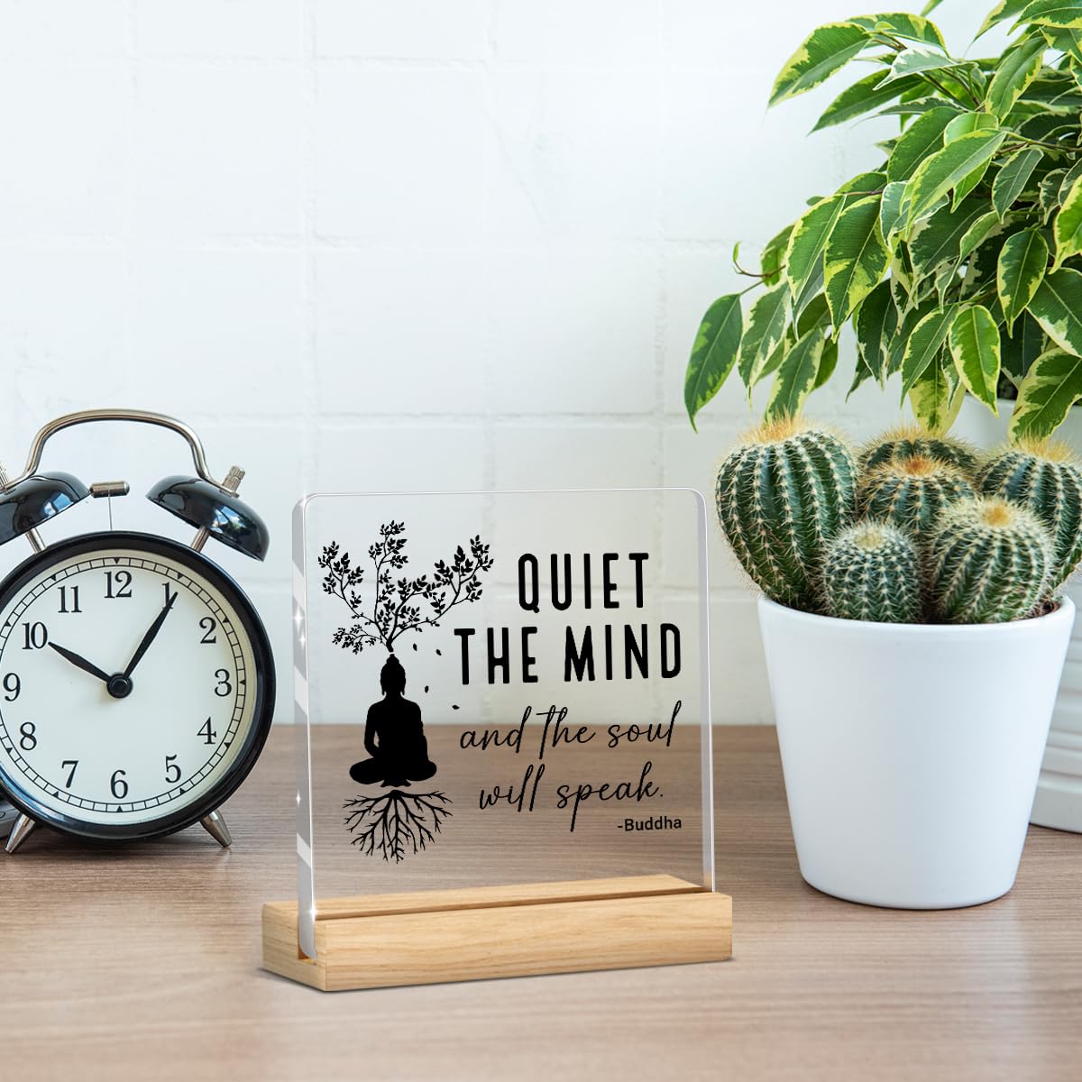 Meditation Room Decor,Zen Decor,Spiritual Decorations Quiet The Mind And The Soul Will Speak Acrylic Sign for Home Office Prayer Room Tabletop Shelf