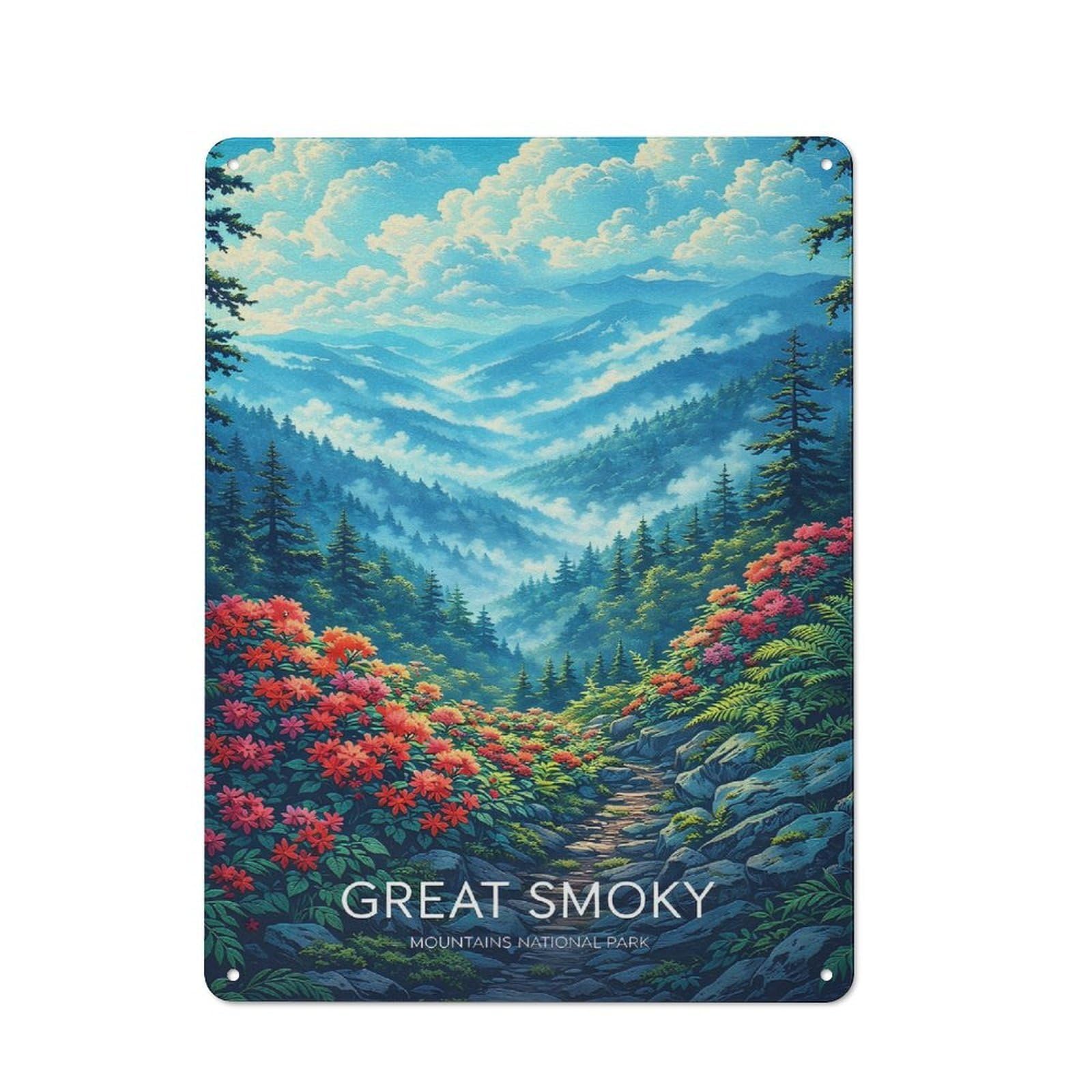 Junmoney Style-23 Great Smoky Mountains National Park Tin Sign 40X30cm, Creative Studio Wall Plaque For Hobby Room, Office, Lounge Or Living Room