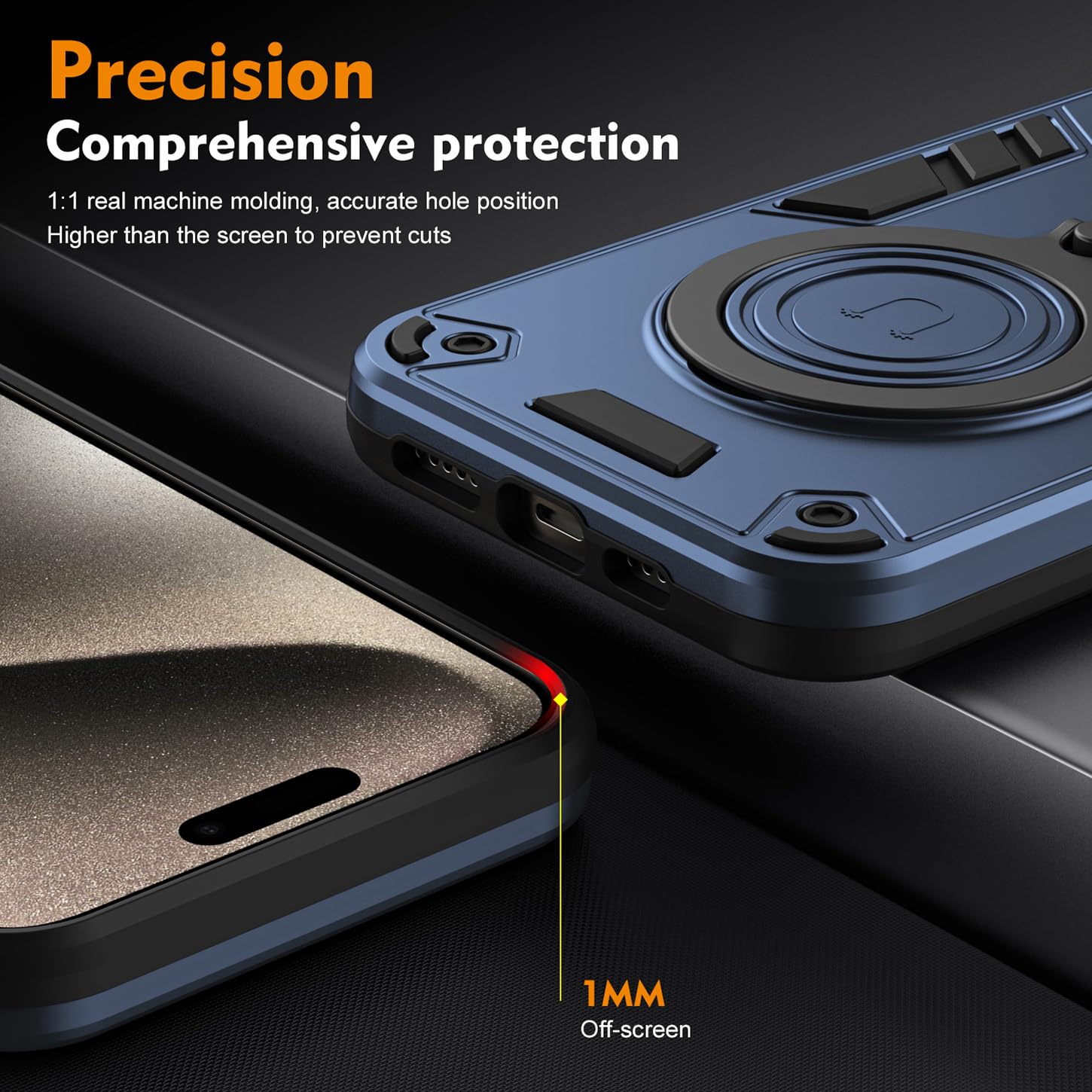 ILING Cover per Motorola Moto G35 5G, Militare Custodia con Stand Supporto Magnetico Anello a 360° [Supporto Magnetico] Opaca Silicone PC + TPU Bumper Antiurto Case (Verde