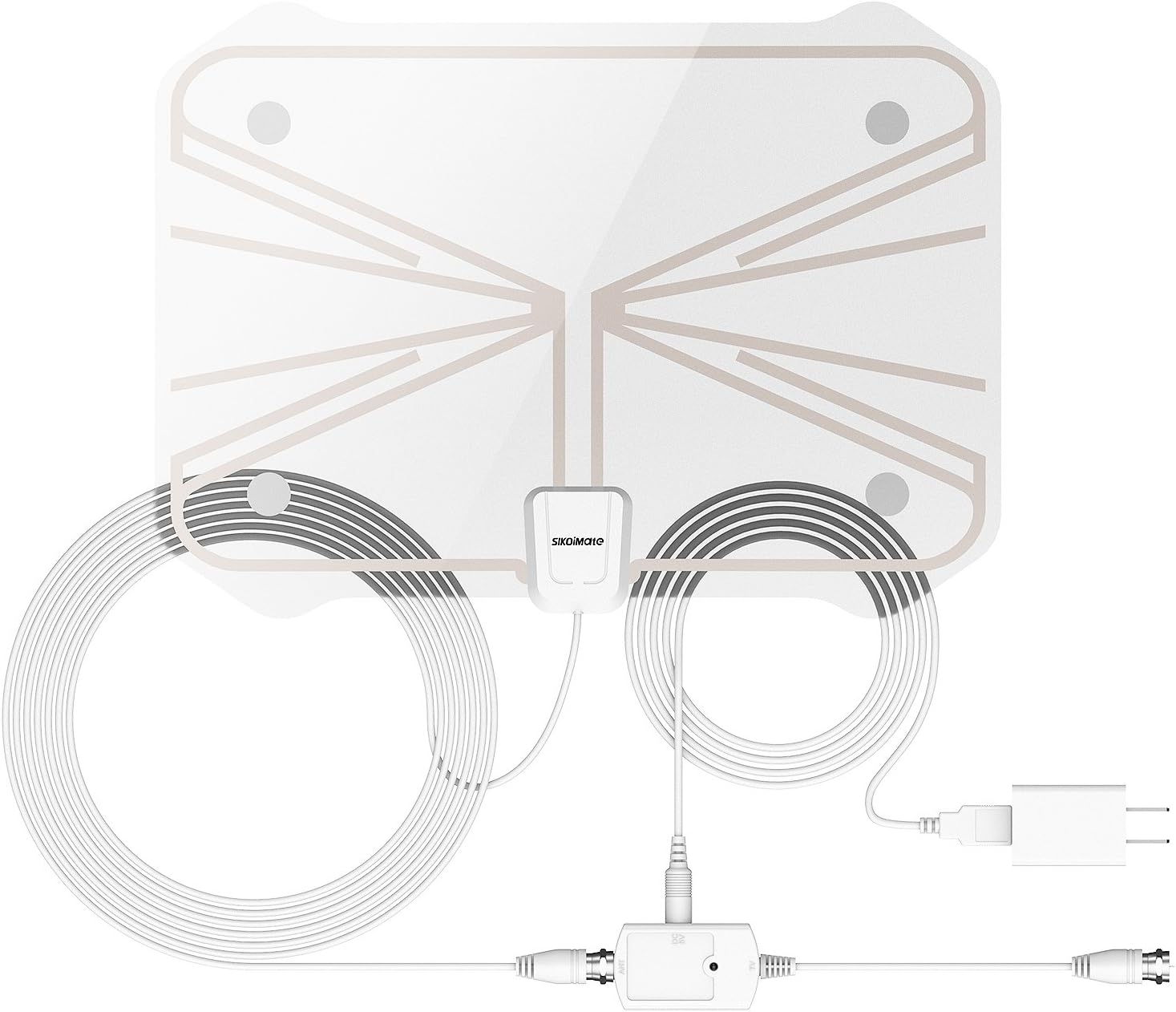 TV Antenna, Advanced 50-100 Miles Range Digital HDTV Antenna with Detachable Amplifier-Super Thin for 0.02” Satellite TV Antenna(with UL Certificate)