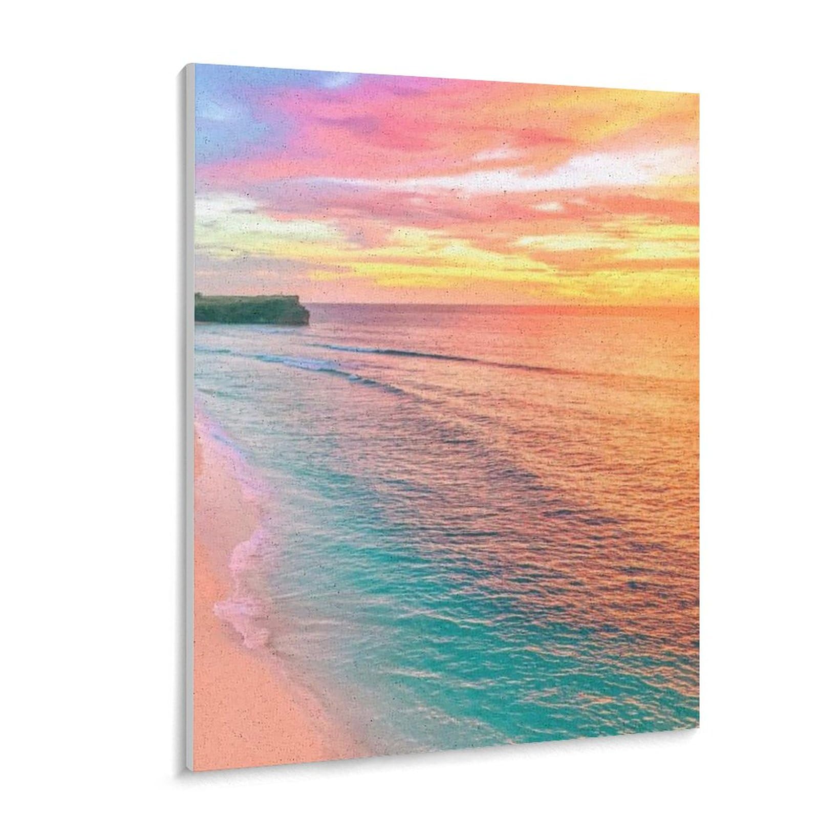 風景画 油彩 海と夕日 テクスチャード印象派のスタイルの海の夕日画。この伝統的な油絵