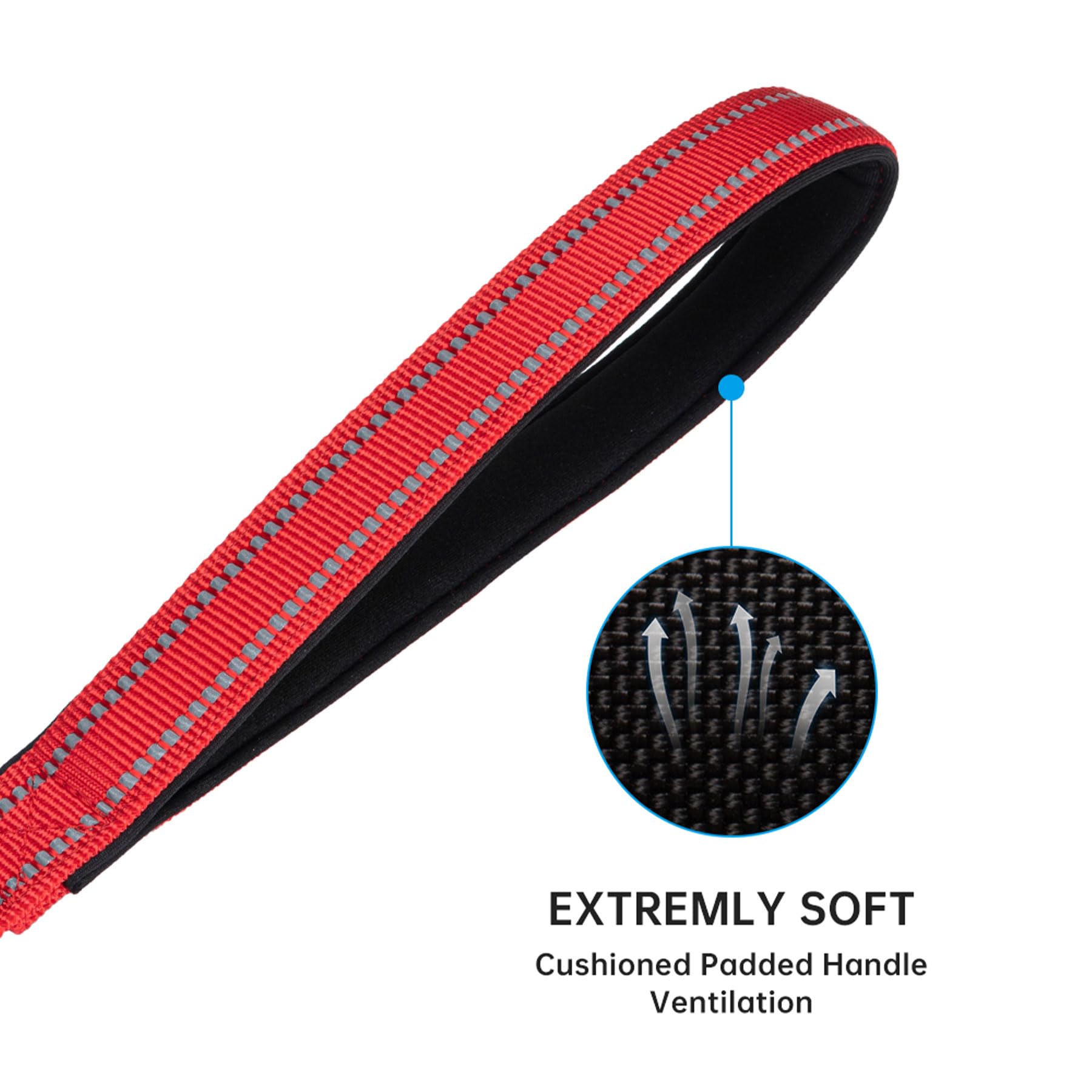 EXCELLENT ELITE SPANKER Guinzaglio doppio riflettente per cani doppio guinzaglio per cani 5 m multiplo con manico imbottito per due cani che camminano addestramento (rosso)