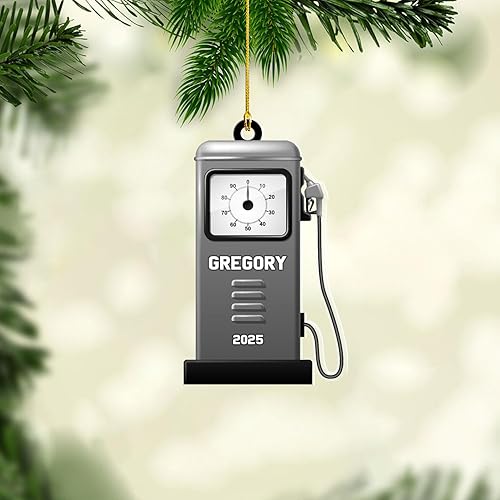 Miniatura 7 de Adorno de Navidad personalizado con bomba de gas, decoración retro personalizada para árbol de vacaciones, recuerdo único para trabajadores de