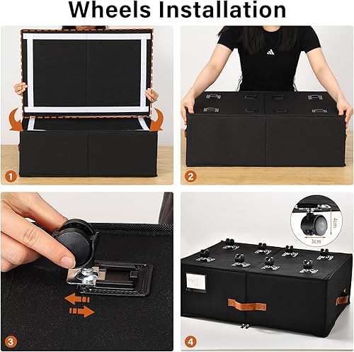 Miniatura 3 de Organizador de almacenamiento debajo de la cama con ruedas, contenedor debajo de la cama con tapa transparente, caja de almacenamiento con ventana