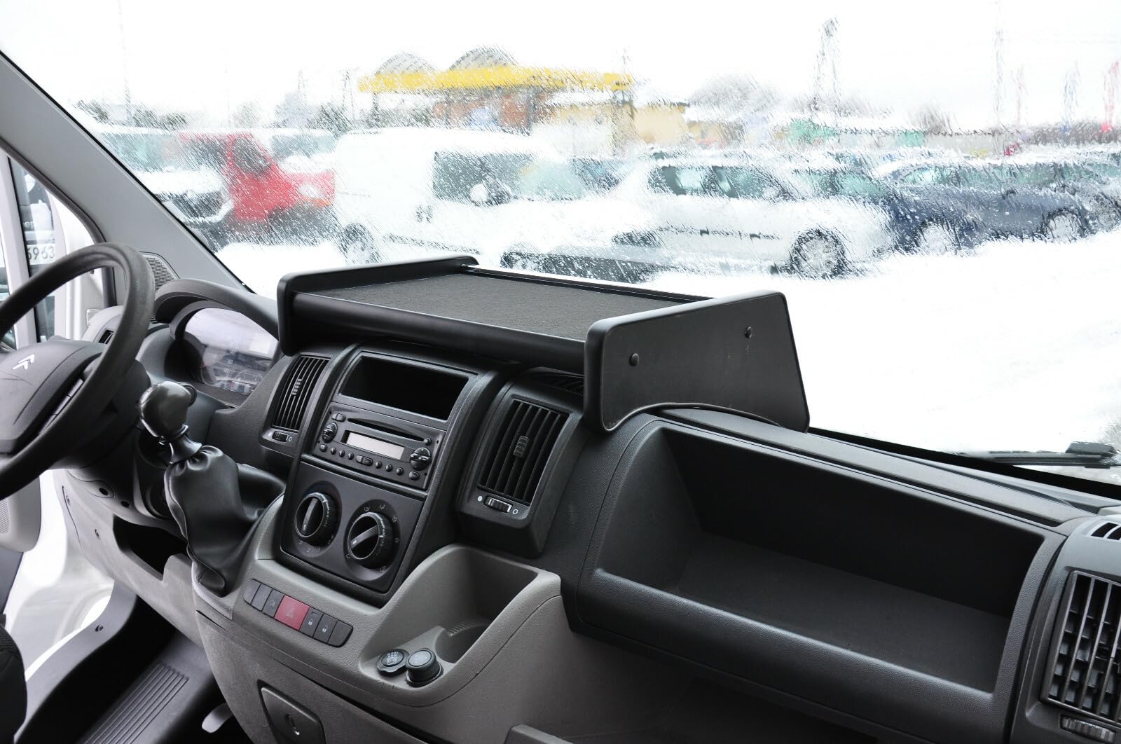 Mensola organizer da cruscotto per Fiat Ducato 2006-2022 - Vassoio portaoggetti antiscivolo per cruscotto - Supporto per telefono, documenti, monete e piccoli accessori - Organizer interno furgone