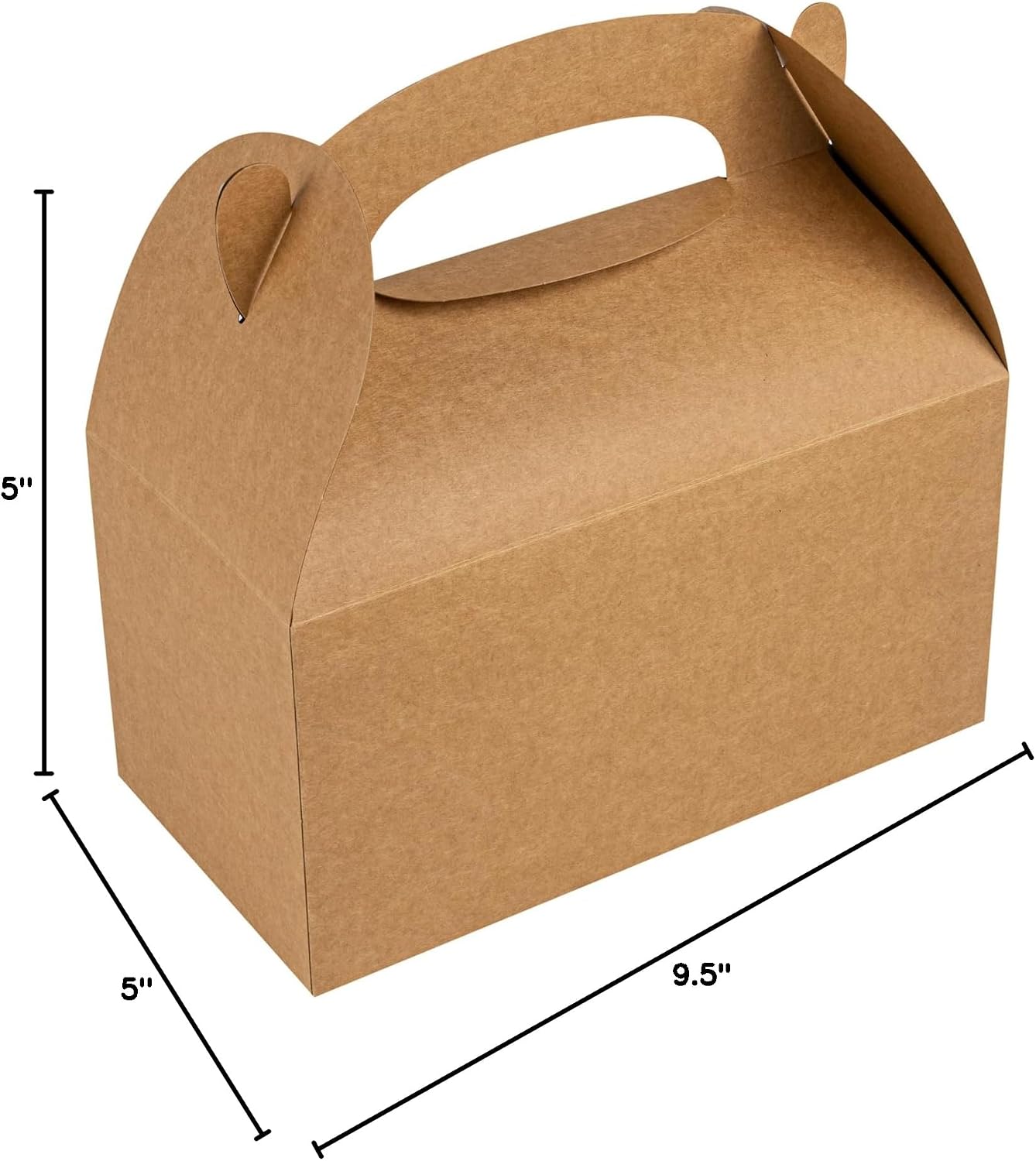 Bio Tek 9.5 x 5 x 5 Inch Gable Boxes For Party Favors, 100 Attractive Gift Boxes - With Built-In Handle, Greaseproof, Kraft Paper Gable Boxes, For Birthday Parties And Weddings