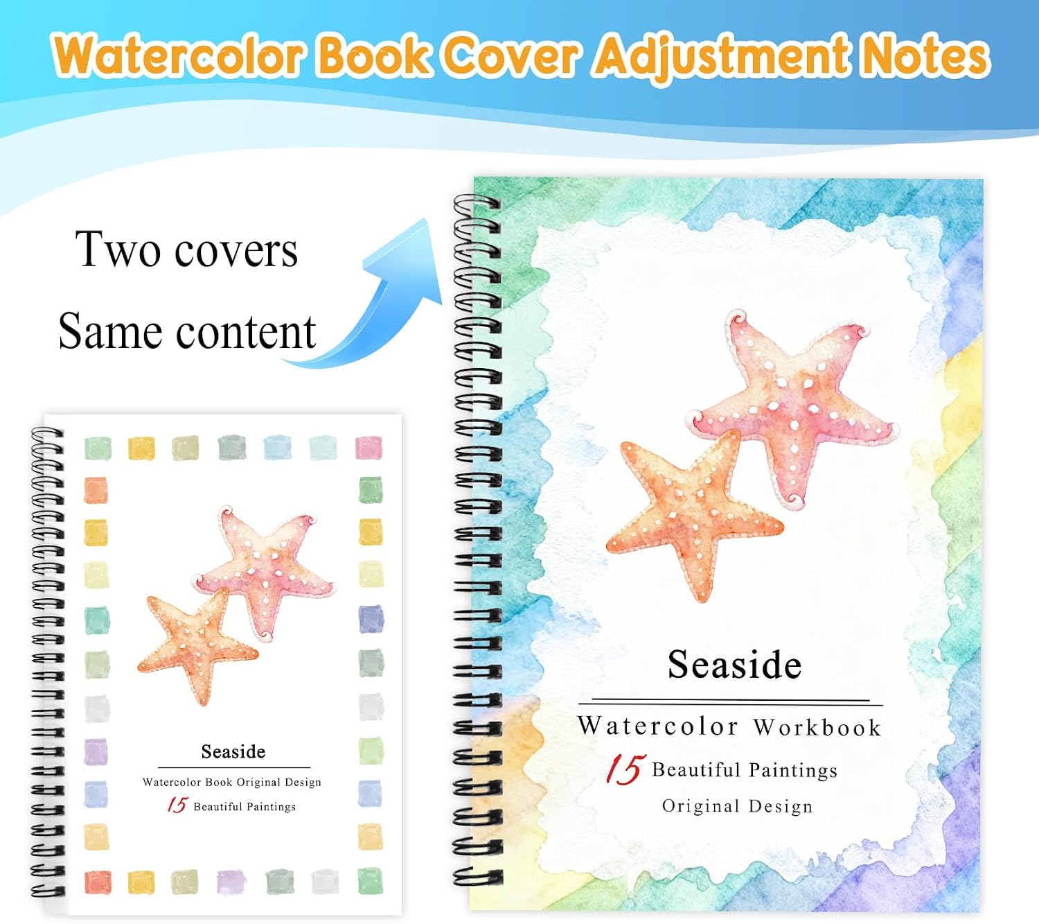 SLWBZ Watercolor Workbooks Coloring Book, Beginner Friendly Painting Kit, Detailed Steps, Creative Exploration Watercolor Book with Paint Set for Adults Teens (Seaside, with Paint)