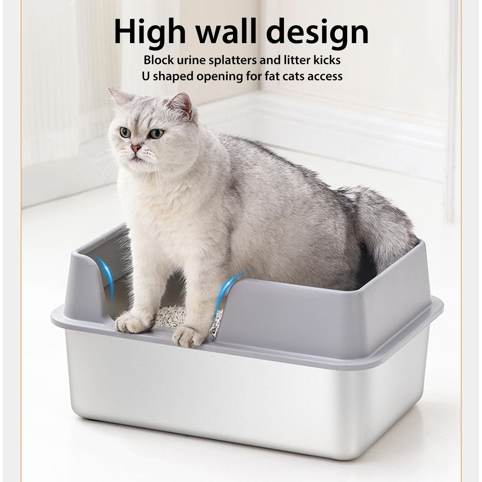 Roestvrijstalen Kattenbak, Gesloten Metalen Kattenbak met Hoge Zijkanten, Afneembaar Deksel, Kattenbakschep, Gemakkelijk Schoon Te Maken voor Katten, Kittens, Kleine Huisdieren Roestvrijstalen Kattenbak, Gesloten Metalen Kattenbak met Hoge Zijkanten, Afneembaar Deksel, Kattenbakschep, Gemakkelijk Schoon Te Maken voor Katten, Kittens, Kleine Huisdieren