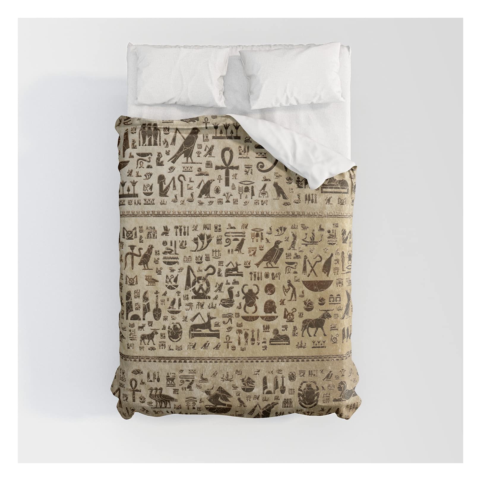 Society6 Ancient Egyptian Hieroglyphs - Vintage and Gold by Creativemotions on Cotton Duvet Covers