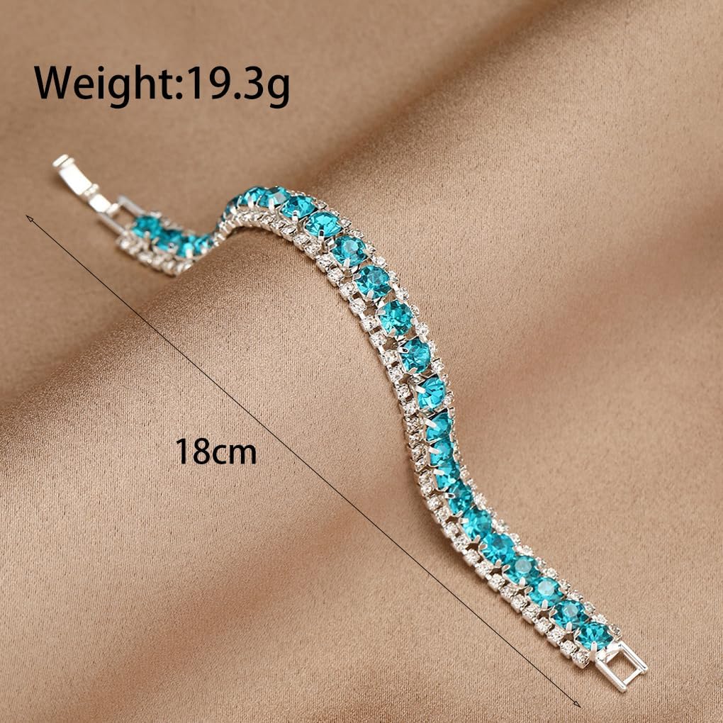 Silver Rhinestone Bracelet for Wedding,Bling Sparkling Crystal Chain Bracelet for Women Prom Party Wrist Accessories - Image 4
