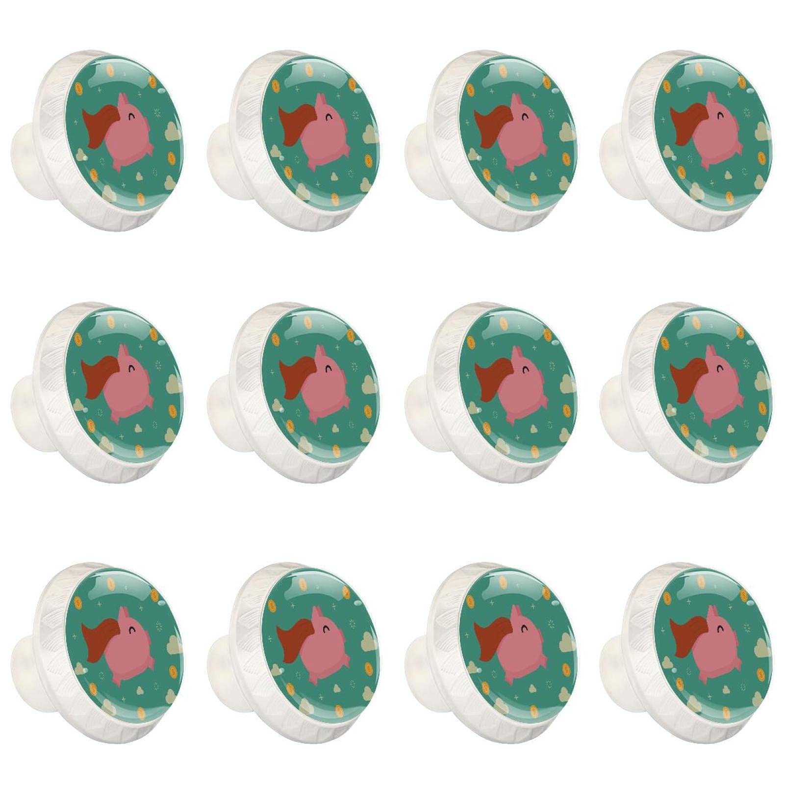 Poignée de placard nuage bleu et cochon rose pour chambre d'enfant | 12 pcs