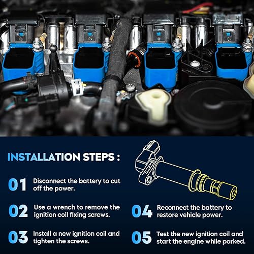 Vista 13 de Bobina de encendido Blue Pack para Hyundai Accent 2012-2020, Veloster 2012-2017 1.6L aspirado naturalmente, 2012-2019 Kia Rio, 2012-2019 Soul, 1.6L