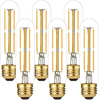 LiteHistory Dimmable E26 Edison Bulb 6W Equal 60 watt Light Bulb AC120V Warm White 2700K Edison Light Bulbs 60 Watt 600LM Tubular T10 led Bulb for Rustic Pendant,Chandeliers,Wall sconces,Vanity 6Pack