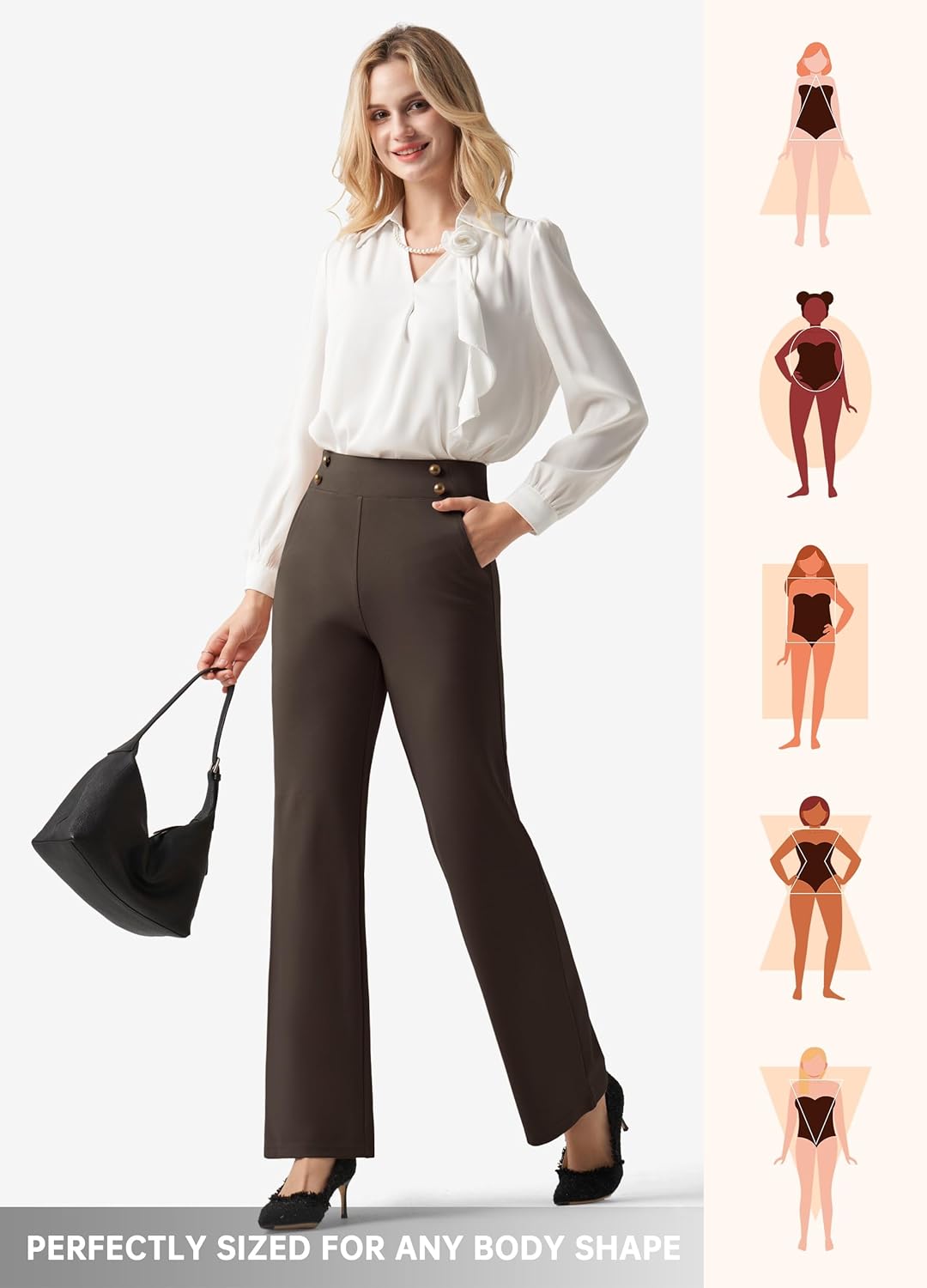 Willit Women's Wide Leg Dress Pants High Waisted Stretch Work Pants Office Business Casual Slacks Pockets Short Deep Brown S - Image 6