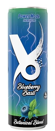 مشروب الطاقة Yo Beverage - 200 ملغ من الكافيين الطبيعي والتورين والنباتات التكيفية والفيتيمان - مشروب تركيز وعطر خالٍ من السكر ونباتي وخالي من الغلوتين - علب 12 أونصة عبوة من 12 قطعة، ريحان التوت