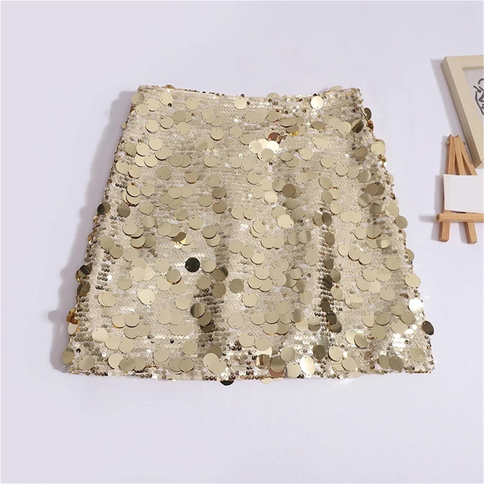 Gonna Corta con Paillettes Luminose Gonne estive a Trapezio da Donna Lucide