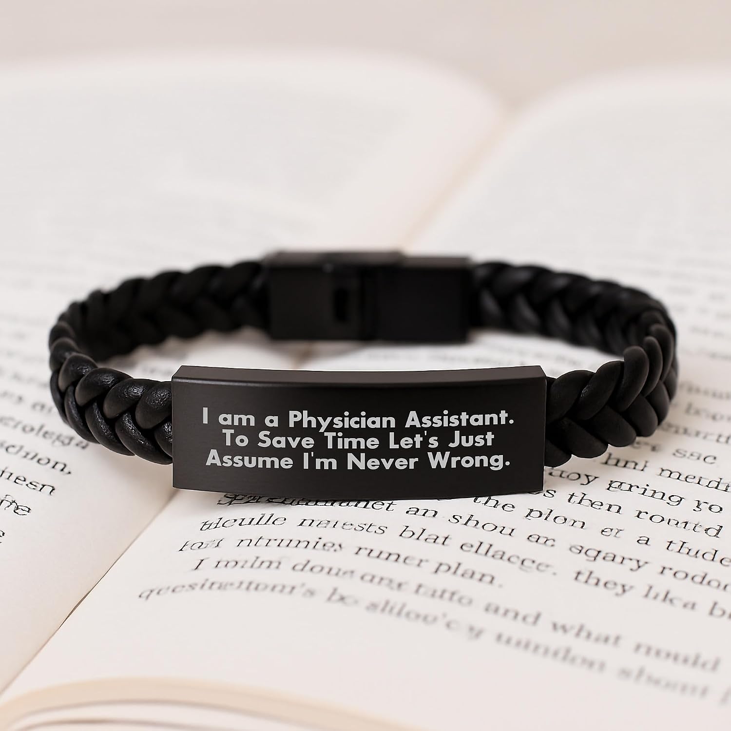 Physician Assistant Gifts, Funny Quote Interlaced Leather Bracelet, Gifts from Coworkers for Physician Assistant Graduation, Unique Inspirational Accessories