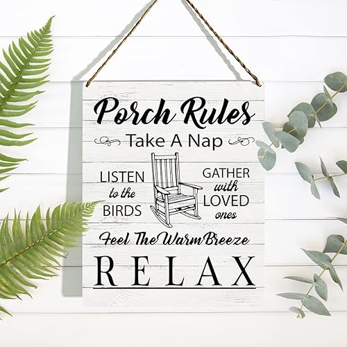 Miniatura 5 de Letrero de madera con reglas de porche, decoración de porche delantero, siente las brisas cálidas, regalo de inauguración de la casa, decoración