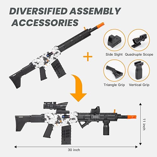 Miniatura 11 de Pistola de juguete realista para pistolas Nerf, dardos, pistola de espuma, con alcance de 120 balas suaves, 3 revistas, ametralladoras eléctricas