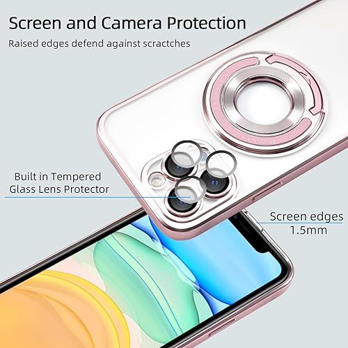 Miniatura 7 de Funda magnética con soporte invisible para iPhone 13 Pro Max, compatible con MagSafe, protector de lente de cámara integrado, chapado de lujo,