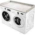 Washer Dryer Countertop with Non-Slip Pad, Multi Layer Solid Wood Washer and Dryer Countertop with Edge Rails for Laundry Room Storage and Organization, 27.5" W x 54" L(Black)