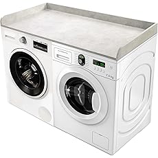 Washer Dryer Countertop with Non-Slip Pad, Multi Layer Solid Wood Washer and Dryer Countertop with Edge Rails for Laundry Room Storage and Organization, 27.5" W x 54" L(Black)