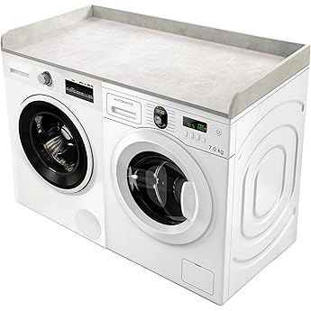 Washer Dryer Countertop with Non-Slip Pad, Multi Layer Solid Wood Washer and Dryer Countertop with Edge Rails for Laundry Room Storage and Organization, 27.5" W x 54" L(Black)