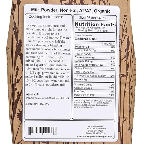 Miniatura 4 de A2A2 Leche seca orgánica en polvo 26 onzas paquete de 2 leche entera