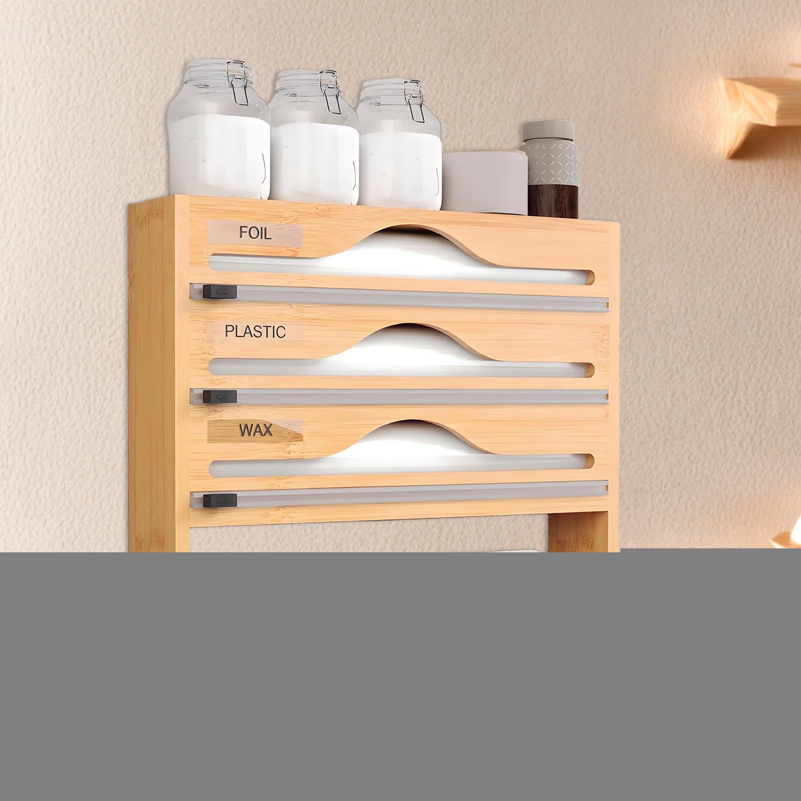 Küchenrollenhalter – Organizer für Aluminiumblätter und geöltes Papier – Behälter, Organizer, wiederverwendbar, platzsparend, für Küche, Haus, Wand, Spender
