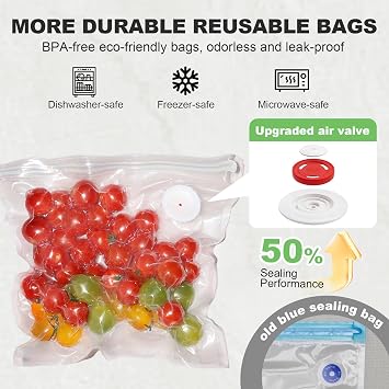 Compact Vacuum Sealer for Food: Visible Water Tank Handheld Vacuum Sealer with 15 Reusable Bags for Seal Meal Saver, Portable Food Sealer, Gifts for Mom, Wife, Chef