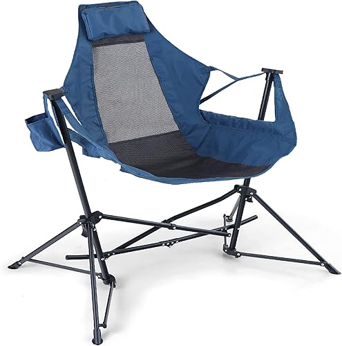 ALPHA CAMP Hamaca silla de camping plegable con soporte para bebidas de acero resistente portátil con respaldo alto al aire libre silla de gran