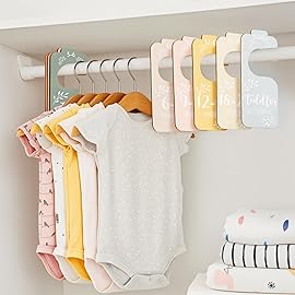 Colorful Baby Clothes Dividers for Closet - 8 Pcs Wooden Baby Clothes Tags Organizer from Newborn to 24 Months Easily Organize Your Nursery Room for Girl and Boy
