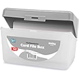 Index Card Holder Grey, 3x5 Note Flash Card Organizer Case, Stackable Index Card File with flip top, Notecard Recipe Purple, Red, Green, Blue, Grey, Pink Holder, Holds 250 Cards